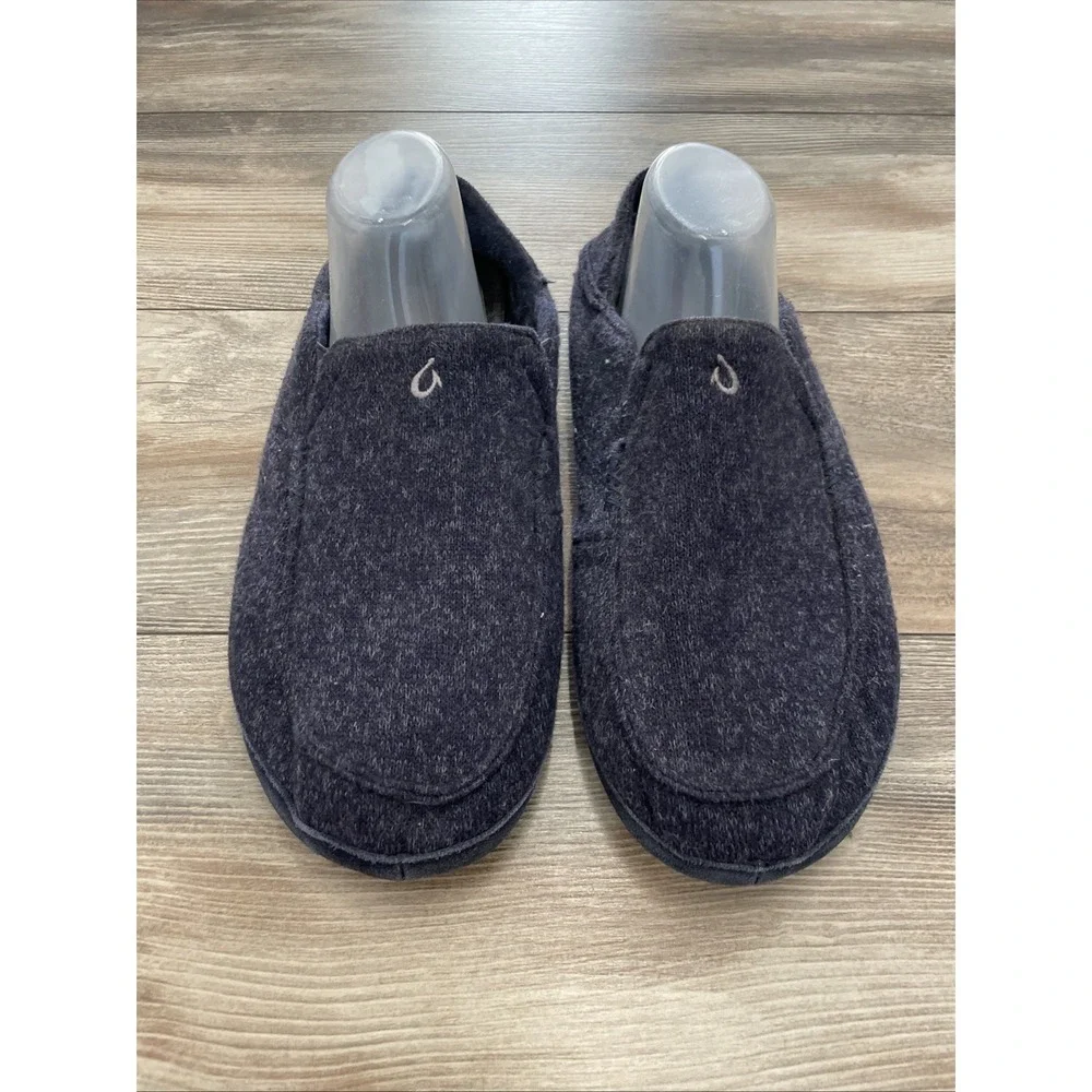 OluKai Moloa Hulu Slippers Mens 13 Gray Wool Blend Slip On 10411-4040
